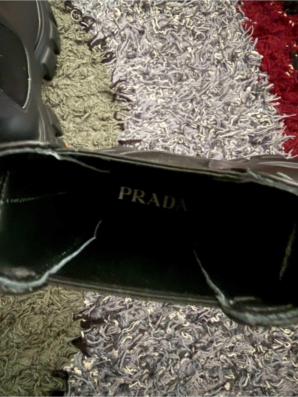 Prada Women’s Black Lug Sole Leather Chelsea Boots - Picture 8 of 8